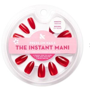 Olive & June The Instant Mani Press-On Nails CV Velvet Red Medium 42ct Kit NEW